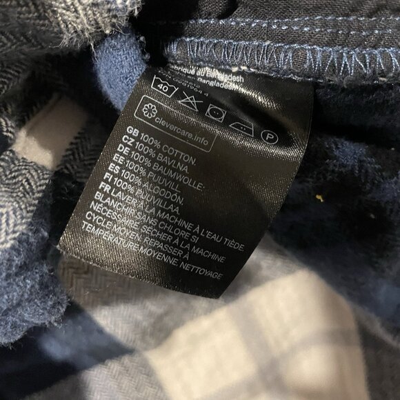 H&M Shirt Womens Large Shacket Oversized Herringbone-Weave Blue Plaid Pockets - Picture 4 of 7